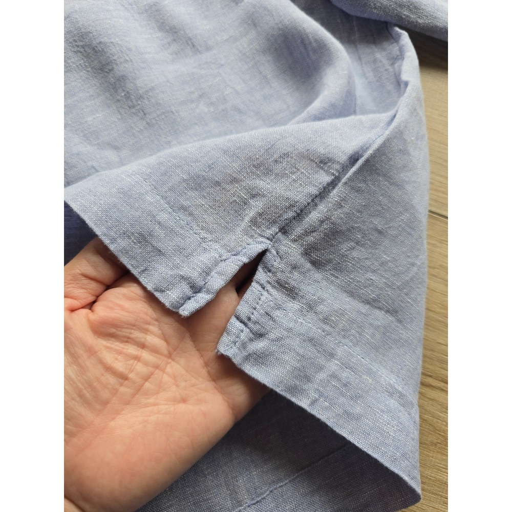 Martha Stewart 100% Linen Light Blue Top Size Medium coastal fisherman beach - Picture 4 of 9
